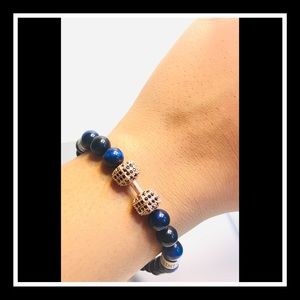 Handmade Rosegold Bejeweled Dumbbell Bead Bracelet